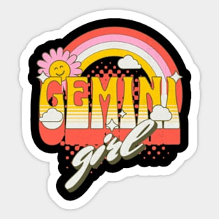 Gemini Girl Zodiac Groovy Retro Birthday Sticker